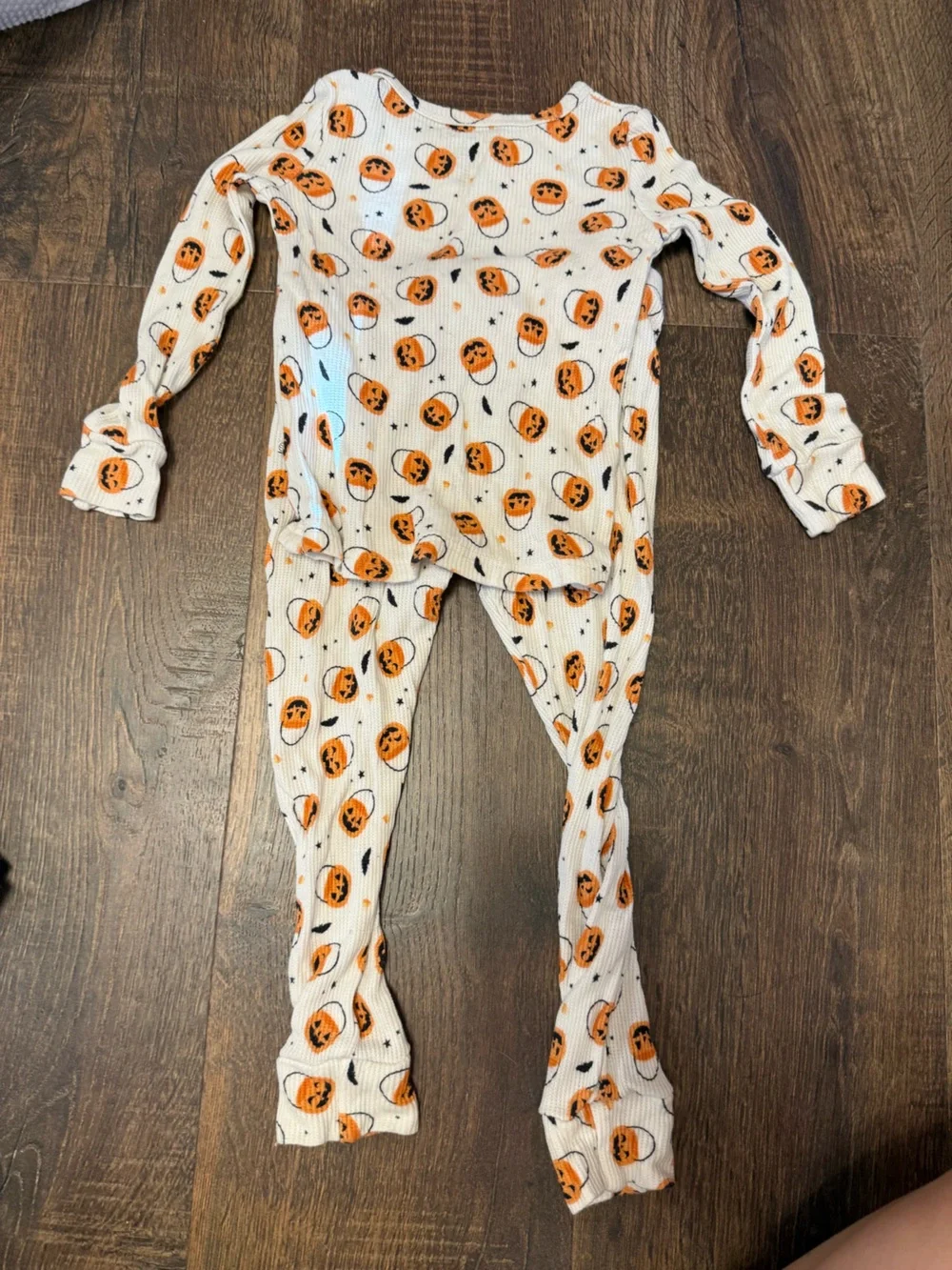 Caden Lane Cream Pajama Top with Orange Pumpkin Print